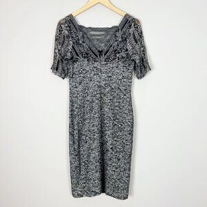 Rickie Freeman by Teri Jon Marled Sheath Dress with Lace Neck Size 10 Women's